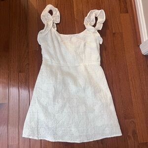 Selfie Leslie Women’s White Lace Mini Bodycon Dress With Ruffle Straps